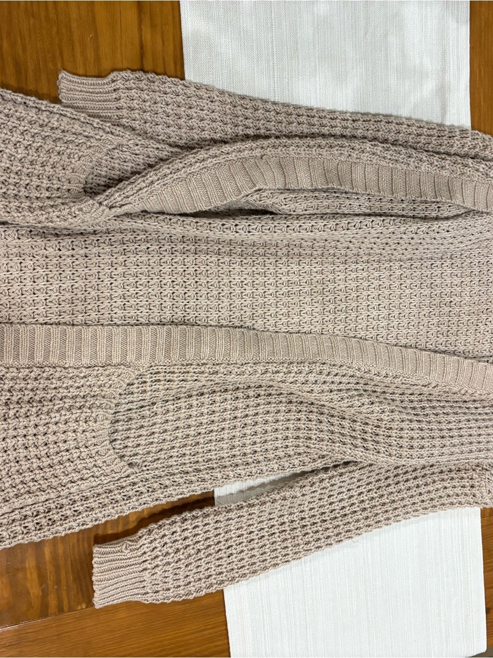 Express Open-Front Chunky Knit Cardigan - Beige